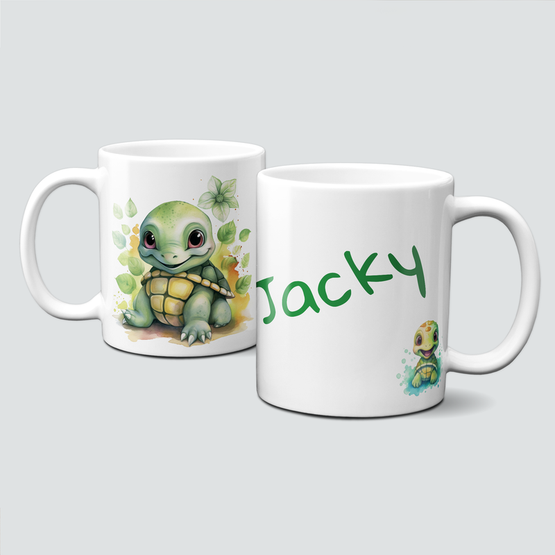 personalisierte Tasse mit putziger Schildkröte / Turtle