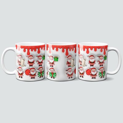 Tasse mit Weihnachtsmänner im 3D Design Tasse mit Weihnachtsmänner im 3D Design