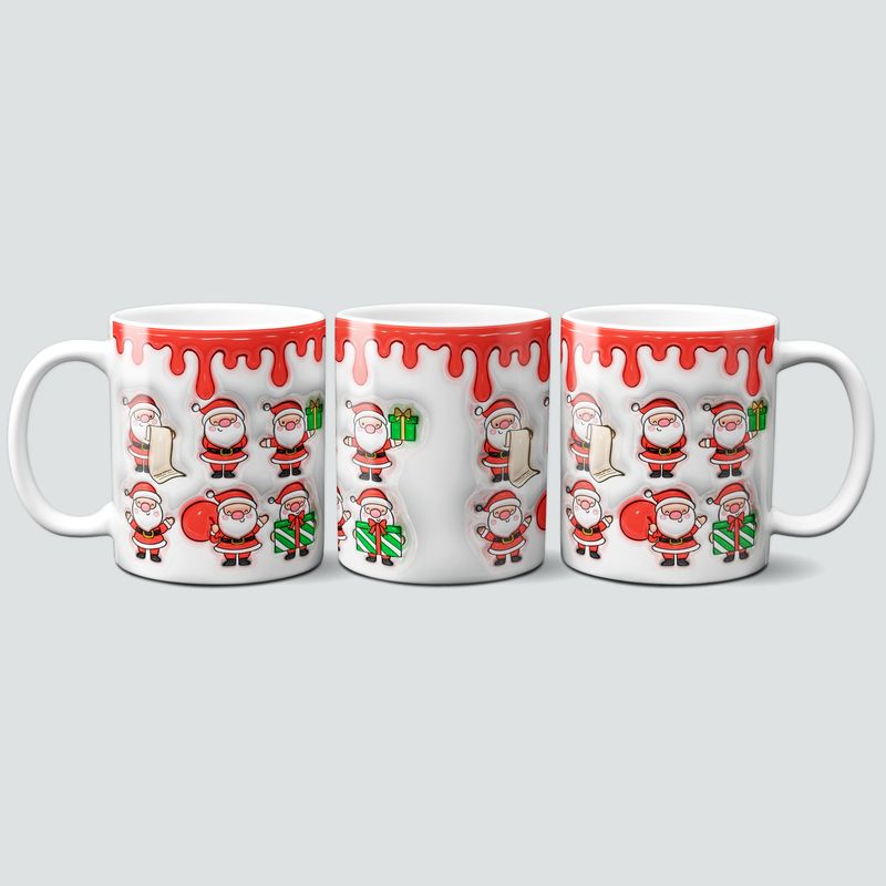 Tasse mit Weihnachtsmänner im 3D Design