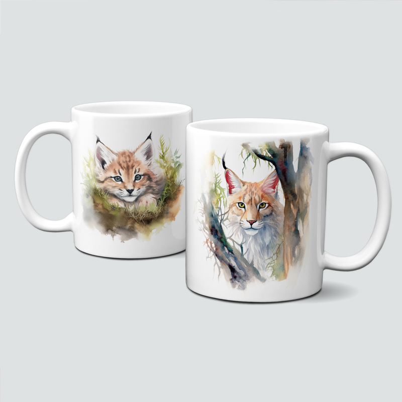 Tasse mit süßem Luchs Motiv
