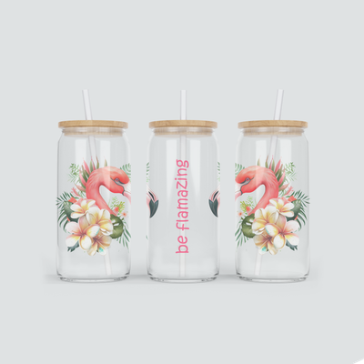 Be Flamazing als Glas Becher mit Bambus Deckel