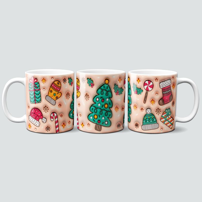 Tasse mit Weihnachtsmotiven im 3D Design