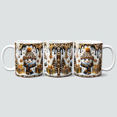 Tasse mit trendigem Schneemann im Leo-Look Tasse mit trendigem Schneemann im Leo-Look