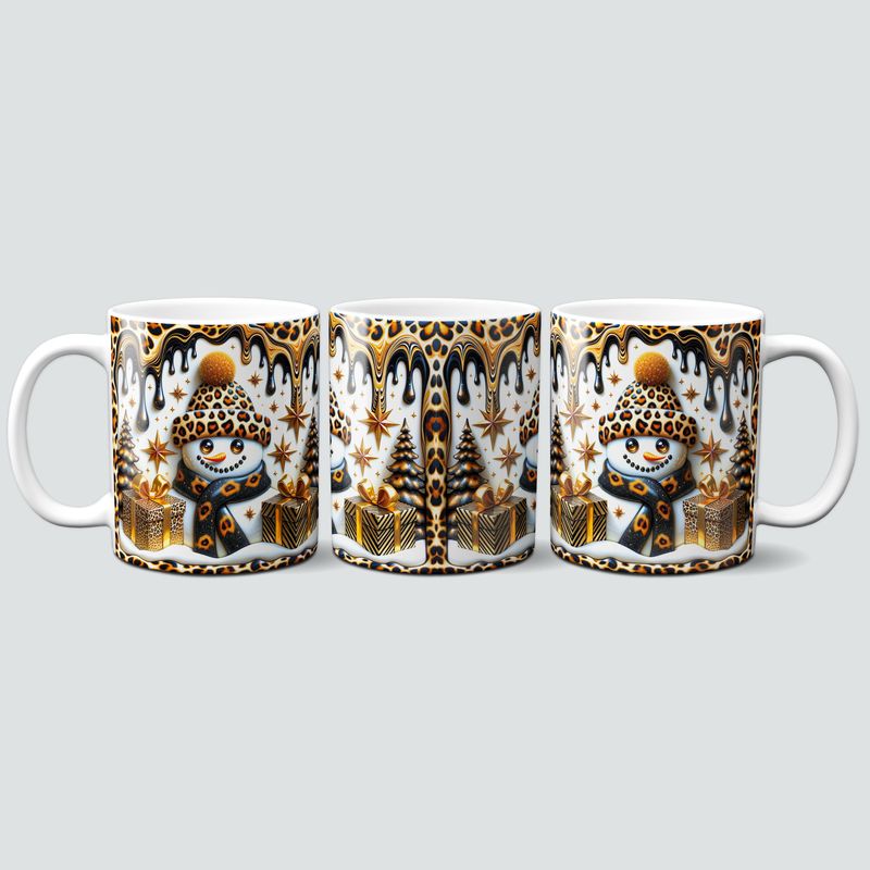 Tasse mit trendigem Schneemann im Leo-Look