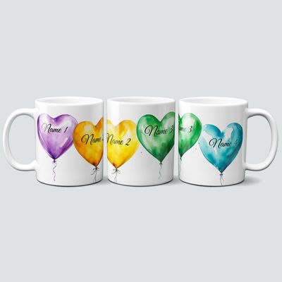 personalisierte Tasse für Familien mit Herz Luftballons personalisierte Tasse für Familien mit Herz Luftballons