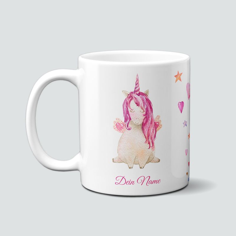personalisierte Tasse mit Einhörnern