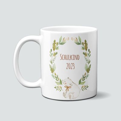 individuelle Tasse für Schulkinder mit Eisbär