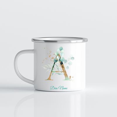 Tasse mit persönlichem Eukalyptus Monogramm Tasse mit persönlichem Eukalyptus Monogramm