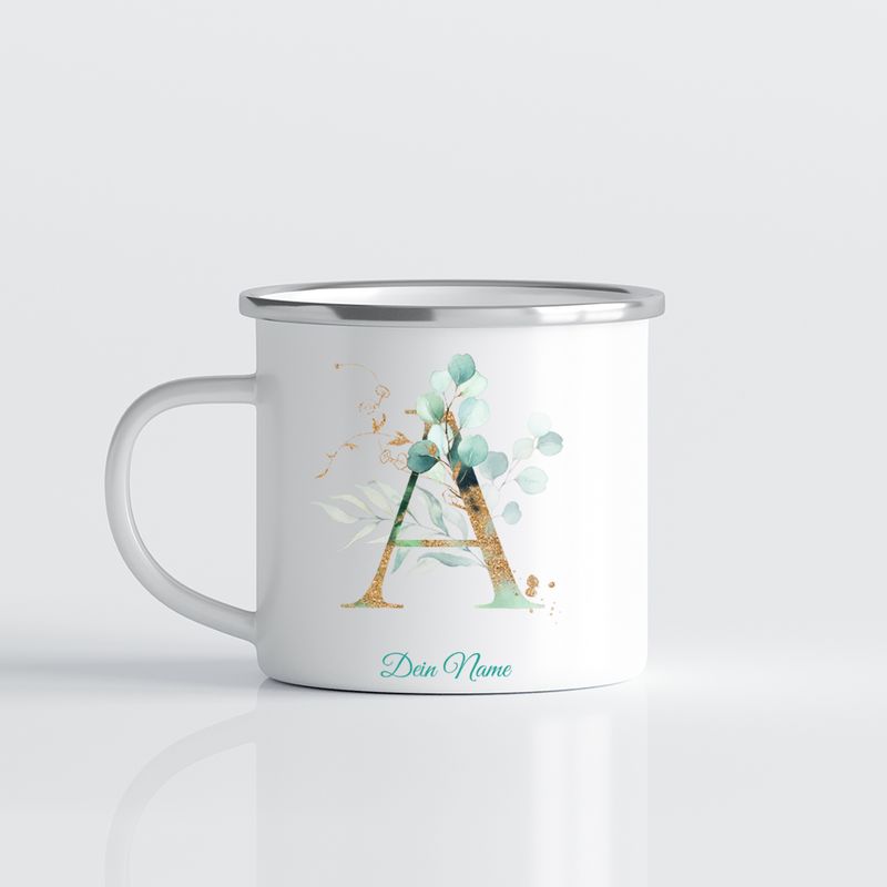 Tasse mit persönlichem Eukalyptus Monogramm