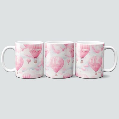 Tasse mit rosa romantischen Heißluftballons Tasse mit rosa romantischen Heißluftballons
