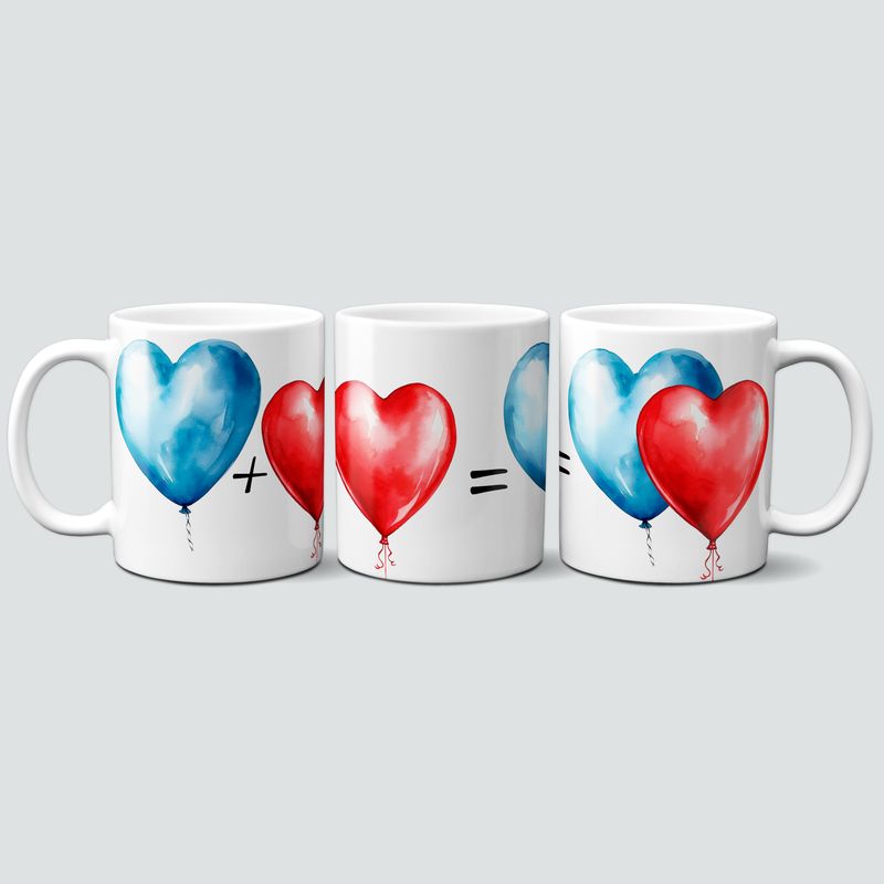 Tasse mit Luftballon Herzen als Partnertasse