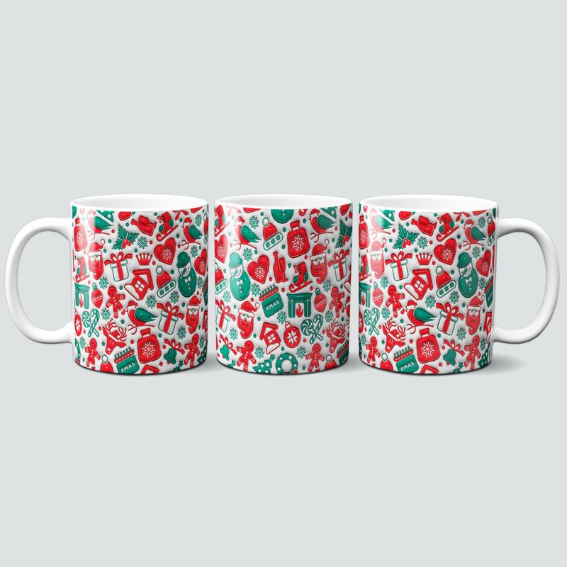 Tasse mit Weihnachtsmotiven im 3D Design