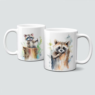 Tasse mit Waschbär Motiv