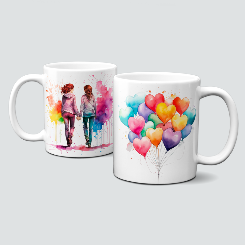 Tasse mit Regenbogen Luftballons für Sie