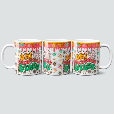 Tasse mit buntem Weihnachtsbaum im 3D Design