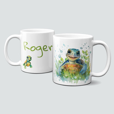 personalisierte Tasse mit putziger Schildkröte / Turtle