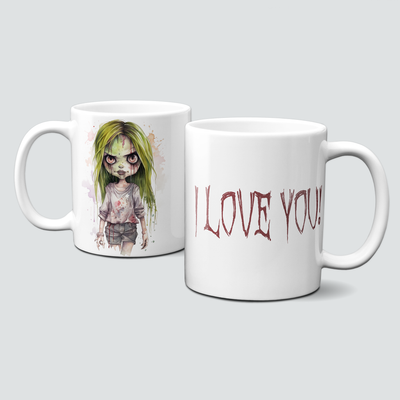 Tasse nicht nur für Halloween - I love you - Cartoon Zombies - Teil 3