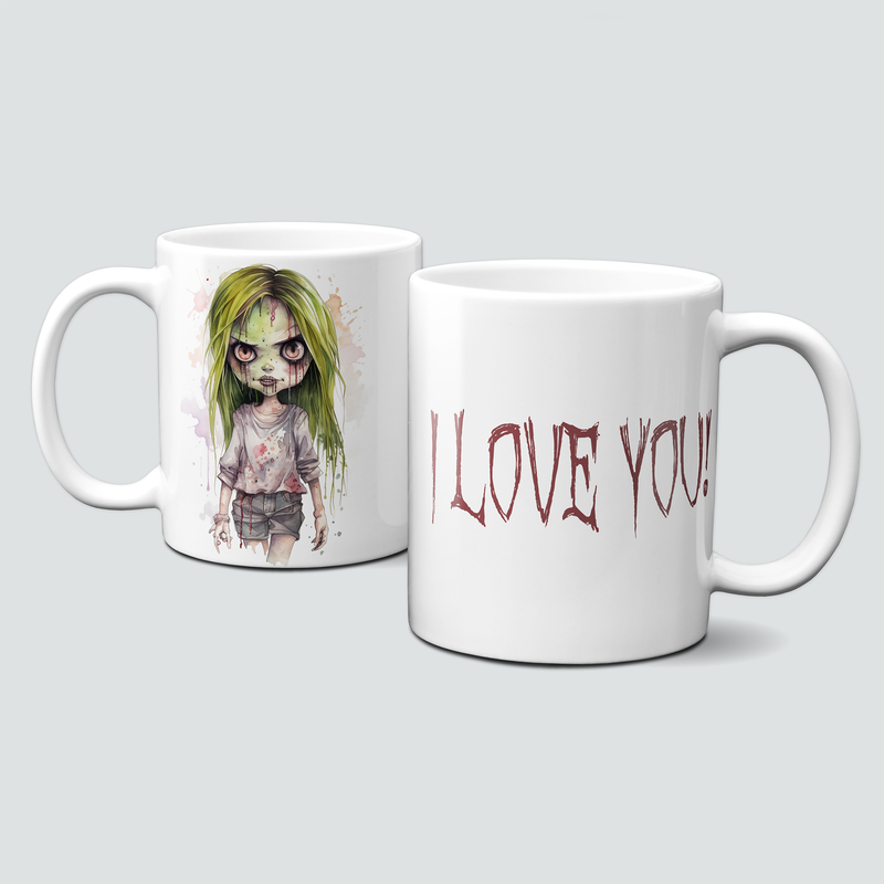 Tasse nicht nur für Halloween - I love you - Cartoon Zombies - Teil 3