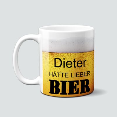 personalisierte Tasse mit Bier