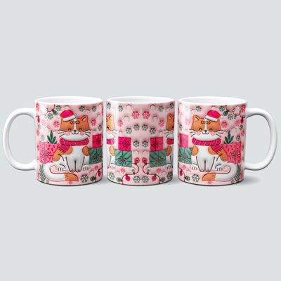 Tasse mit Weihnachtskatzen im 3D Design