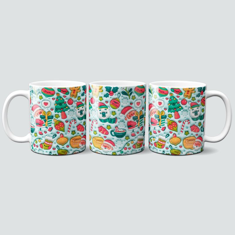 Tasse im bunten weihnachtlichen 3D Design