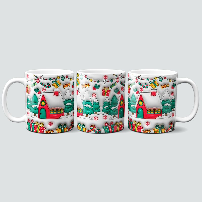 Tasse mit Weihnachtsdorf im 3D Design
