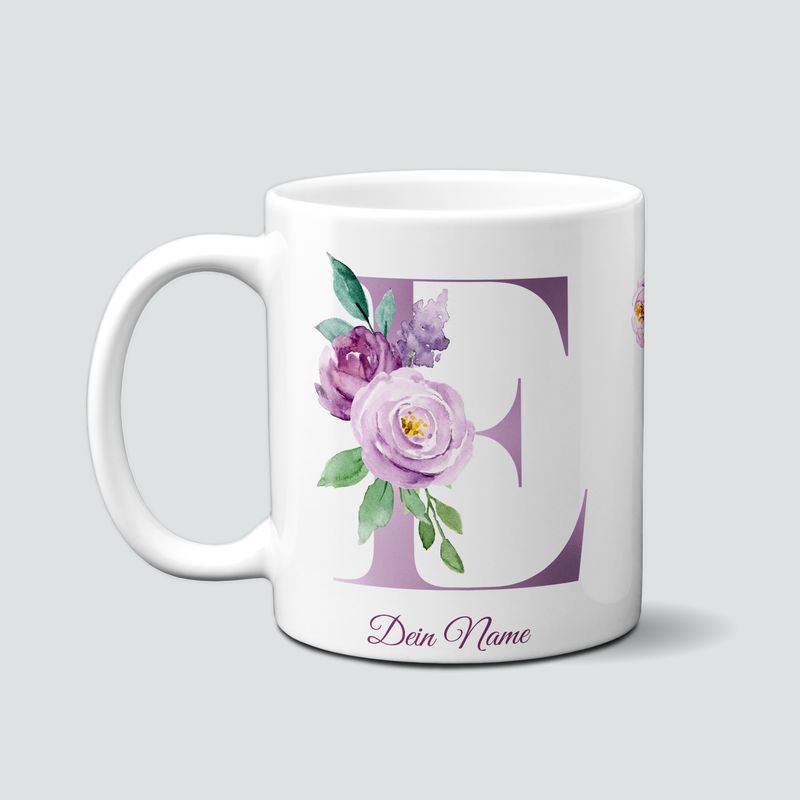 individuelle Monogrammtasse in Lila