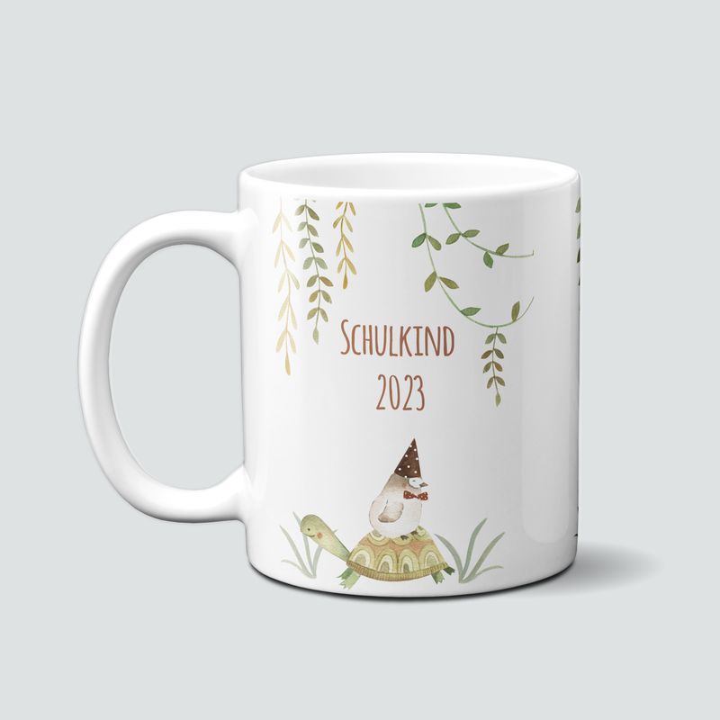 individuelle Tasse für Schulkinder mit Schildkröte