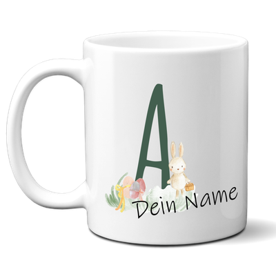 individuelle Monogrammtasse mit Osterhase und Ihren Namen