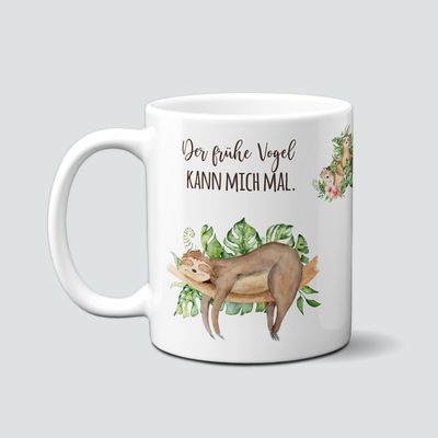 Tasse mit Faultier - Der frühe Vogel
