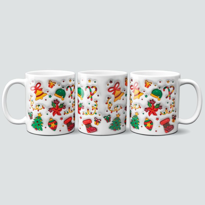 Tasse mit Weihnachtsmotiven im 3D Design