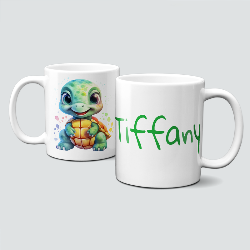 personalisierte Tasse mit putziger Schildkröte / Turtle