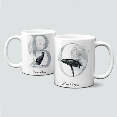 individuelle Monogrammtasse mit Unterwasserwelt