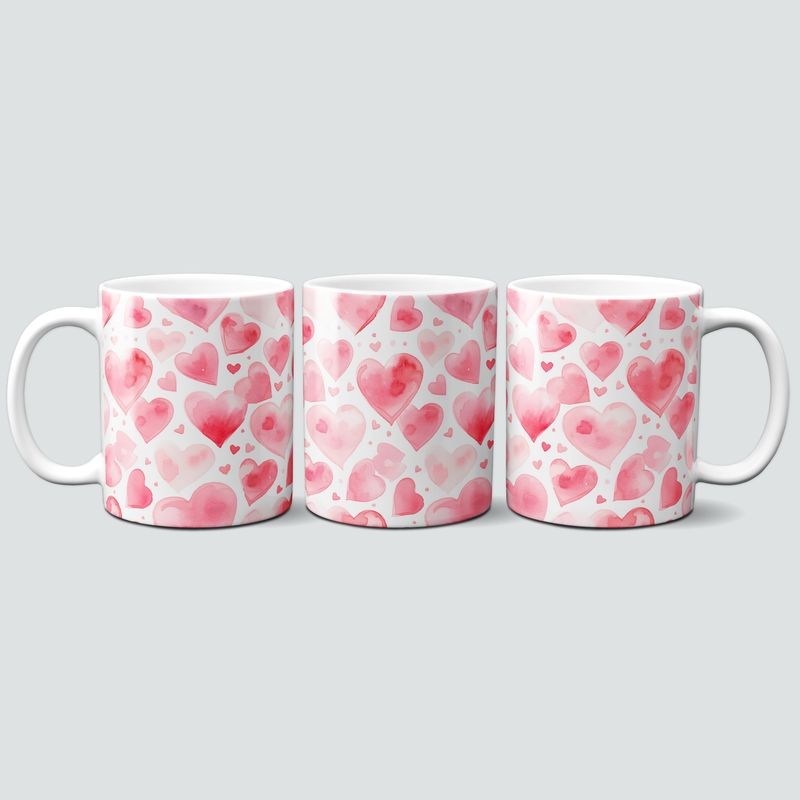 Tasse mit pinken romantischen Herzen