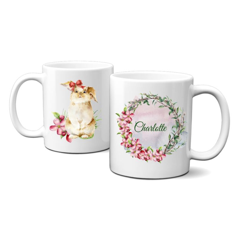 personalisierte Tasse mit Osterhäschen für Mädchen
