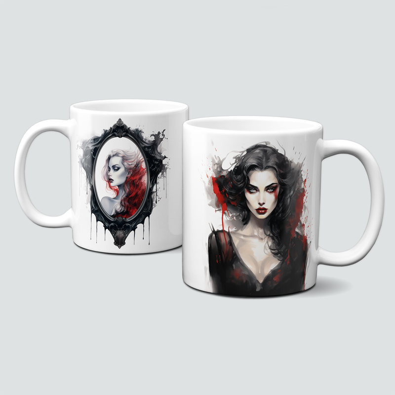 Tasse mit Halloween Motiv - schaurig schön in schwarz-rot - Vampire