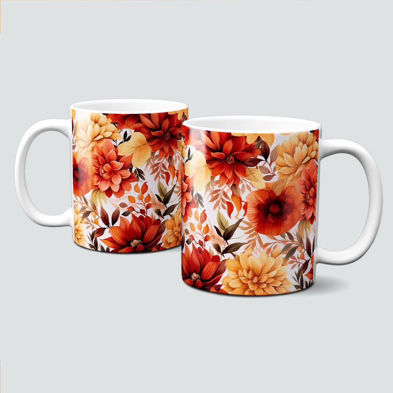 Tasse mit tollen Herbstmotiven - Autumn, Herbstblüte, Dahlien