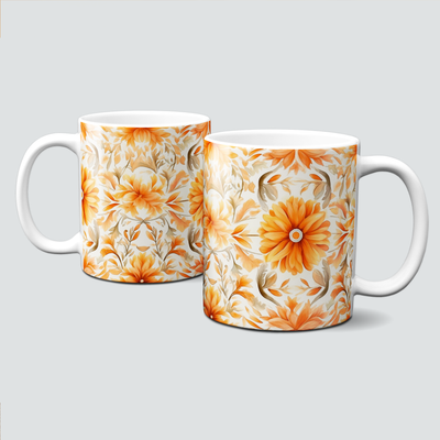 Tasse mit tollen Herbstmotiven - Autumn Flower, Herbstträume in Orange