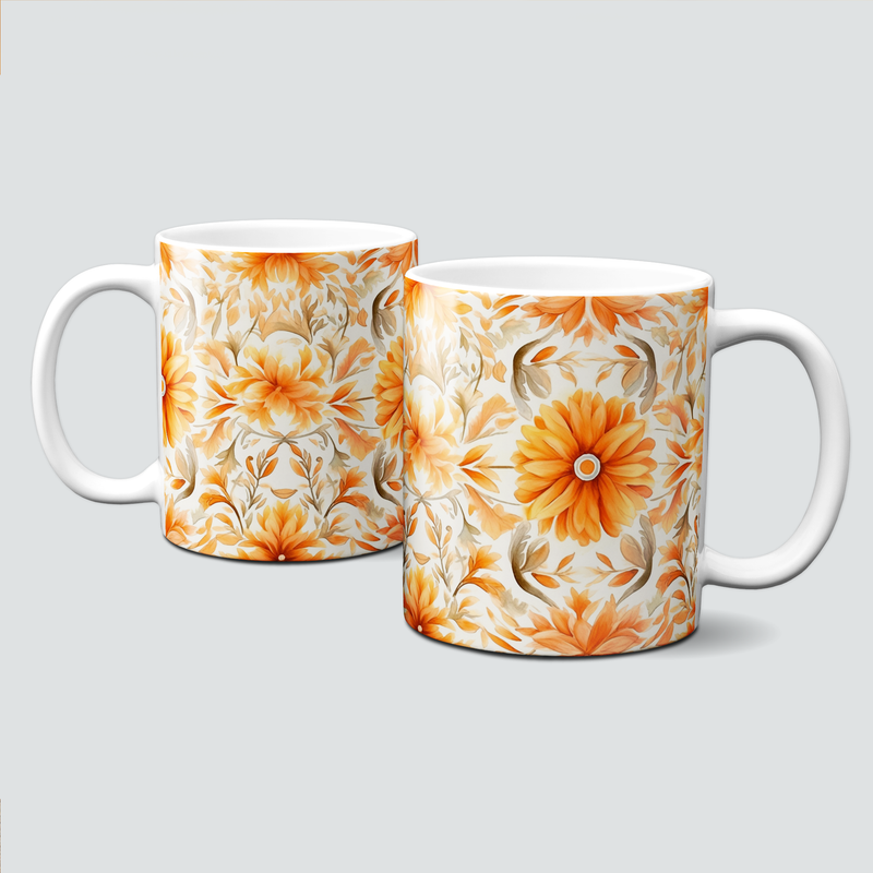 Tasse mit tollen Herbstmotiven - Autumn Flower, Herbstträume in Orange