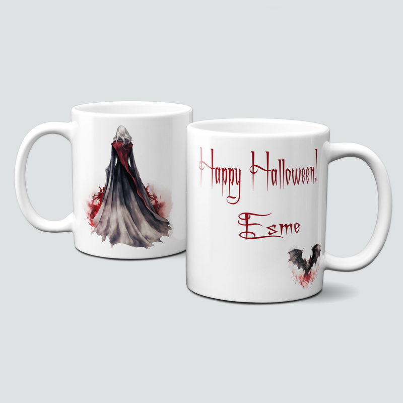 personalisierte Tasse - Queen of Happy Halloween - Fledermaus
