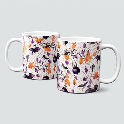 Tasse für Halloween - süße Herbstgirlanden, Blätter