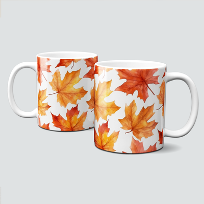 Tasse mit schönen bunten Herbstblättern - Autumn Blätter, Kastanien Tasse mit schönen bunten Herbstblättern - Autumn Blätter, Kastanien