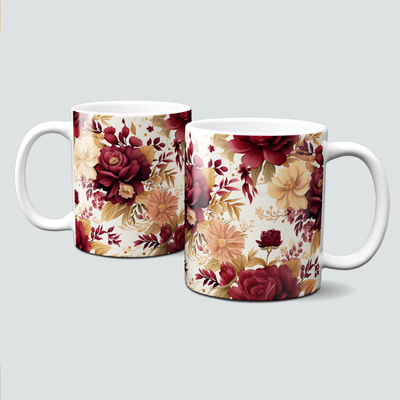 Tasse mit tollen Herbstmotiven - Rosenblüten im Herbst