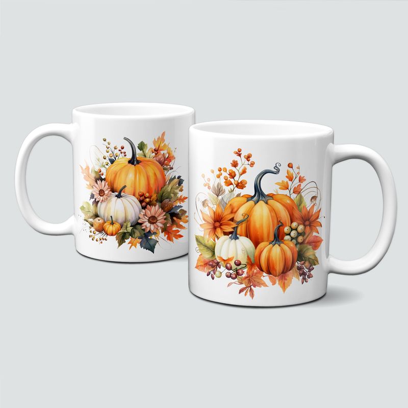 Tasse mit tollen Herbstmotiven - Pumpkin Set im Blumenmeer