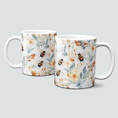 oh-cuptastic-Tasse - Blumen - Bienen Frühling - Bienen mit Blumen