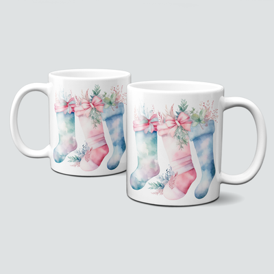 Keramiktasse mit Weihnachtsmotiv-Winter-bunte Weihnachtsstrümpfe Keramiktasse mit Weihnachtsmotiv-Winter-bunte Weihnachtsstrümpfe
