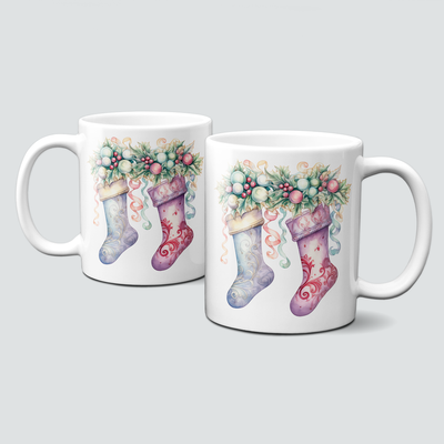 Keramiktasse mit Weihnachtsmotiv-Winter-bunte Weihnachtssocken-Strümpfe-lla-rosa Keramiktasse mit Weihnachtsmotiv-Winter-bunte Weihnachtssocken-Strümpfe-lla-rosa
