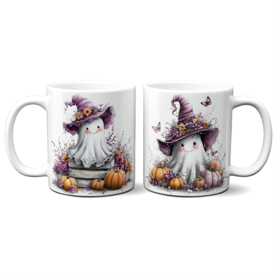 Tasse für Halloween - Niedliche Geistertasse mit Hut & Kürbissen – Kaffeetasse – verschiedene Geistermotive – Tasse für Halloween - Niedliche Geistertasse mit Hut & Kürbissen – Kaffeetasse – verschiedene Geistermotive –