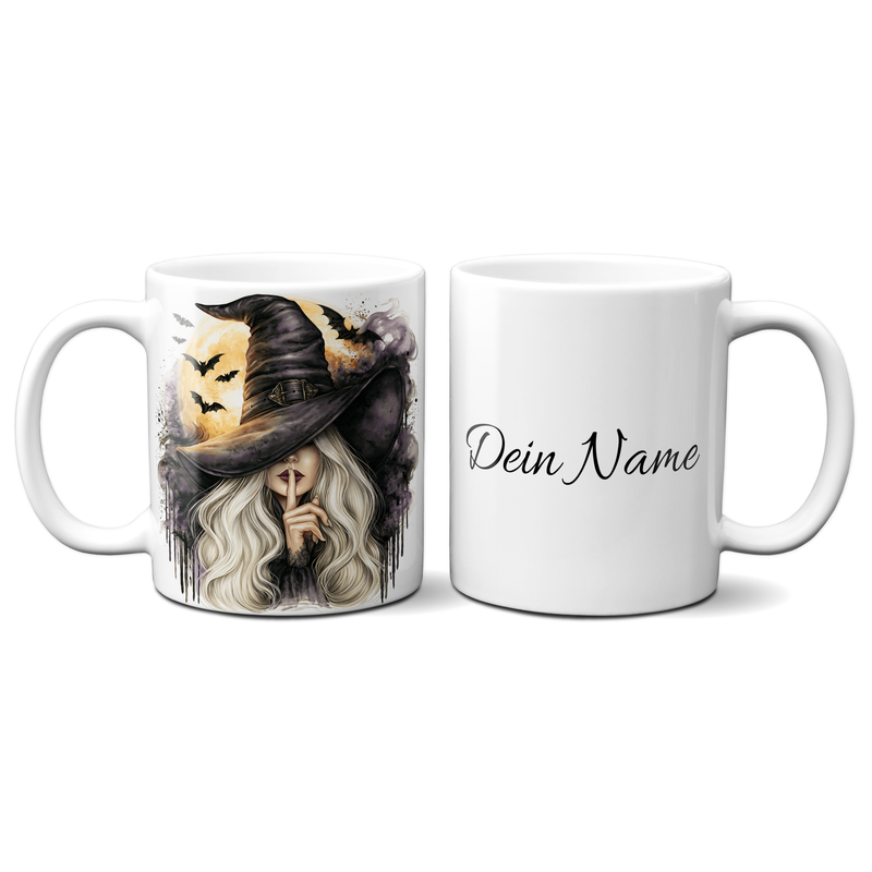 personalisierte Tasse - Queen of Happy Halloween - Fledermaus