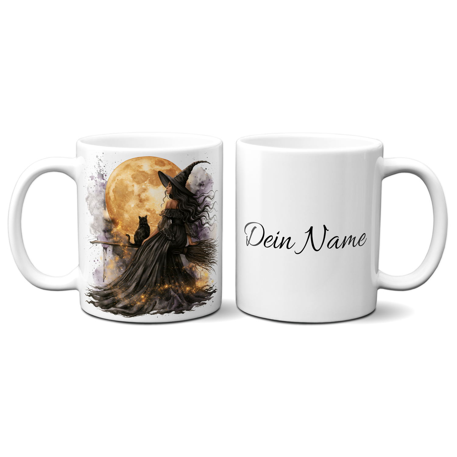 personalisierte Tasse - Queen of Happy Halloween - schwarze Katze